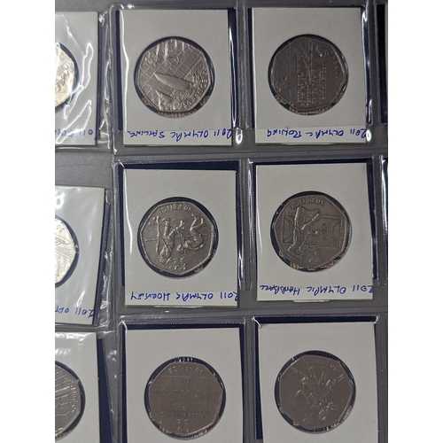 57 - London 2012 Olympic Games 50p collection 28/29 to include football, swimming and volley ball, loose,... 