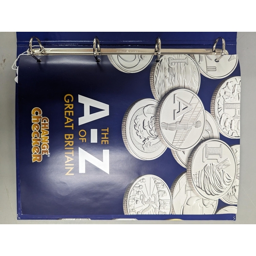 60 - Change checker the A-Z of Great Britain 10p collection with A-Z Crown style coin, in binder, along w... 