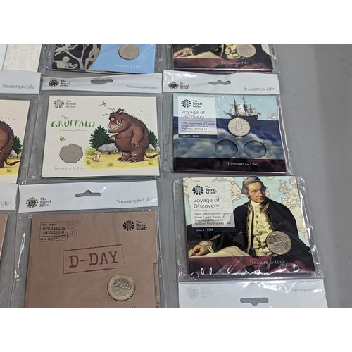 63 - Royal Mint - Treasure for Life, packs to include Mary Shilley at 200, The Gruffalo, Beatrix Potter, ... 