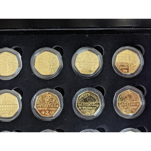 69 - A cased 2022 Platinum Jubilee Fifty pence collection, comprising of thirteen 24ct gold plated 50 pen... 