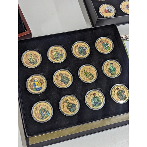 71 - A Danbury Mint Racing Legends Medallion Collection, cased set of twelve 22ct gold plated medallions ... 