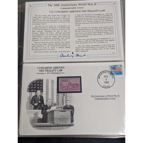 72 - A group of three Danbury Mint The 50th Anniversary World War II Commemorative Covers Collection, in ... 