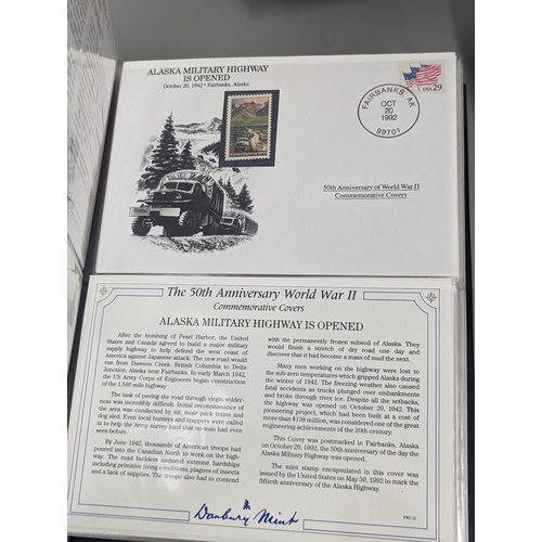 72 - A group of three Danbury Mint The 50th Anniversary World War II Commemorative Covers Collection, in ... 