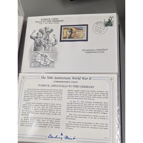 72 - A group of three Danbury Mint The 50th Anniversary World War II Commemorative Covers Collection, in ... 