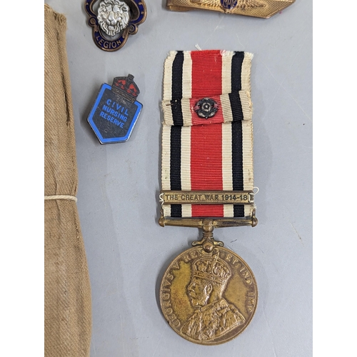 82 - Mixed medals and badges to include a George VI For Faithful Service medal engraved Arthur Henry Pear... 