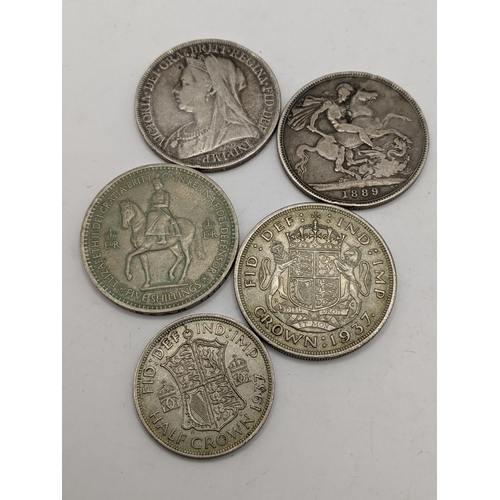 109 - Victorian and later coins to include a Crown and half crown and other coins Location:CAB2