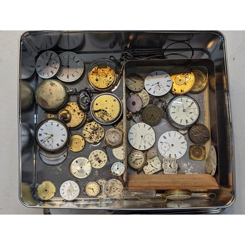 385 - A group pocket watch movements and mixed cases to include Waltham USA, Smiths, H. Samual and others ... 