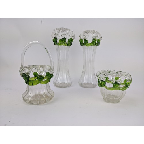 234 - Four Victorian Brides Bank glass vases with fluted ornament, the largest 26cm high, Location:6.3