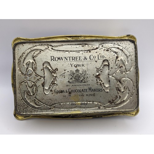 258 - An Art Nouveau Rowntree & Co chocolate tin basket with a swing handle, stamped to the base, 18cm wid... 