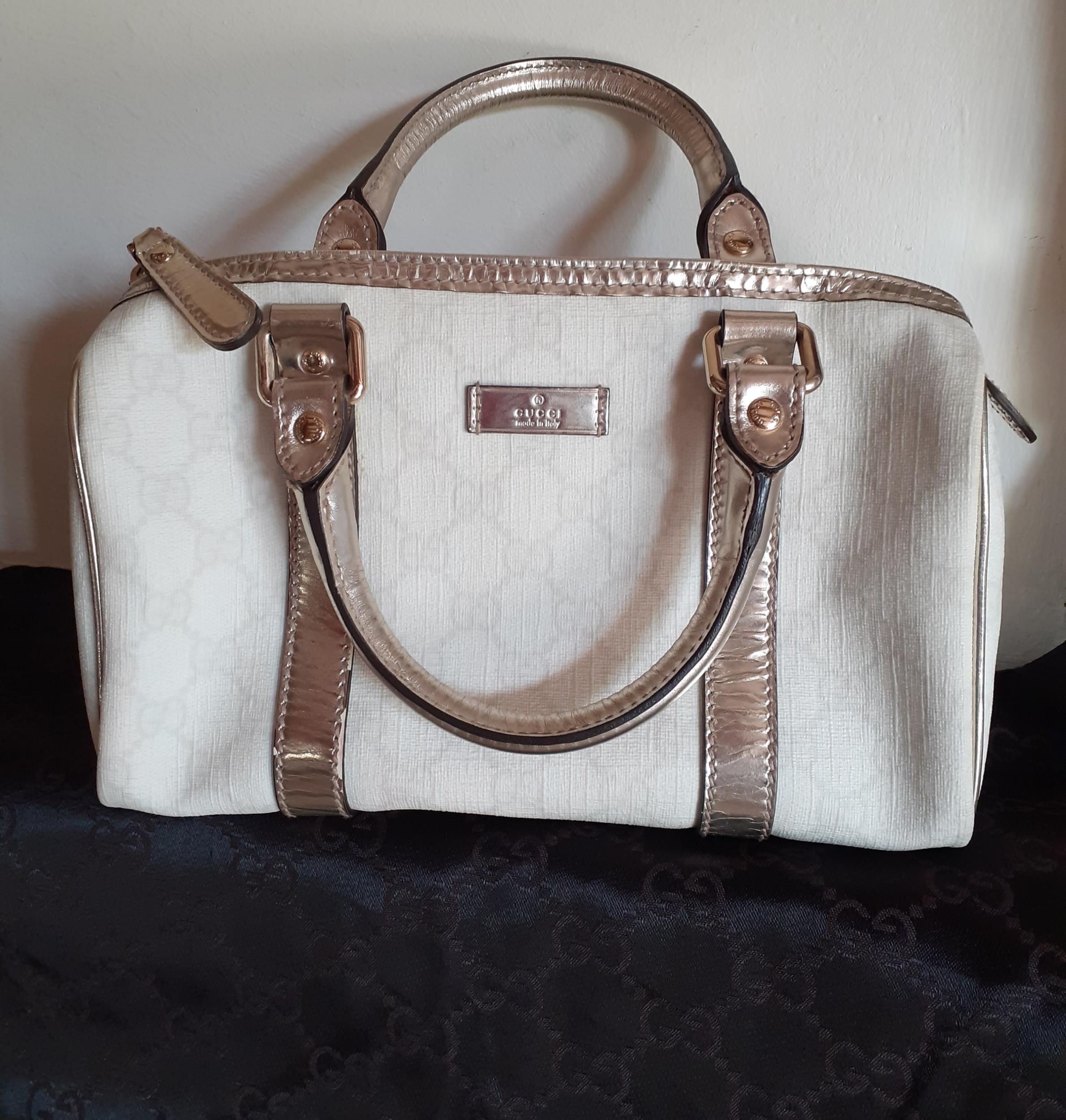 Gucci A 1990 s GG Supreme small Joy Boston Handbag in cream