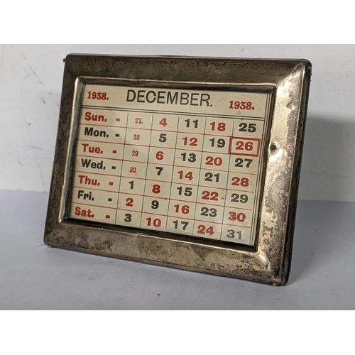 188 - A 1930's silver framed desk calendar, 8cm x 10.5cm
Location: A3B