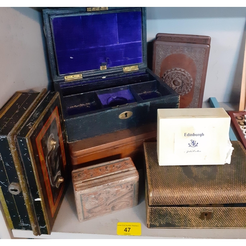 47 - A quantity of vintage boxes to include a Victorian Jewellery box and a small cash tin, Location: 8:3