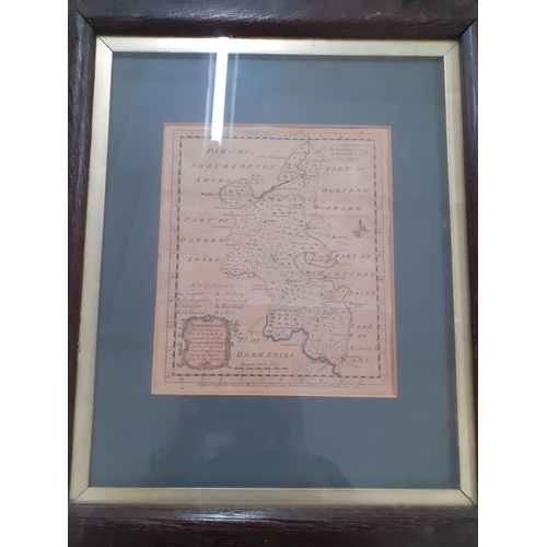 49 - A framed 18th century map of the Shires by Eman Bowan and a vintage walnut picture frame, Location: ... 