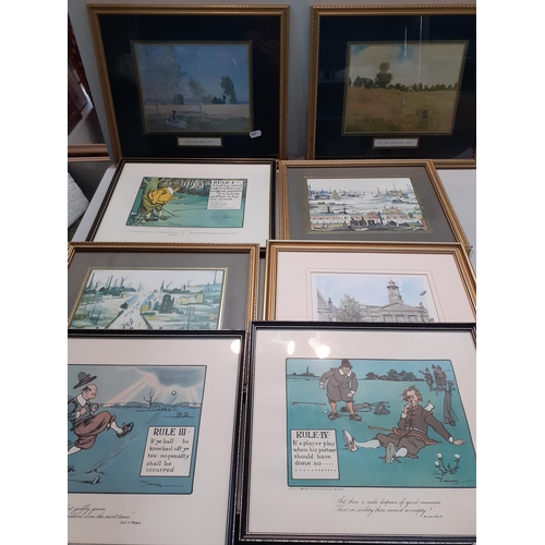 55 - Mixed prints to include a Vernon Ward harbour print, two Lowry prints, a signed K B Hancock Lichfiel... 