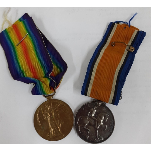 112 - A pair of WWI medals, British War and Victory medals stamped SE-25112 PTE E Patient AVC
Location:CAB... 