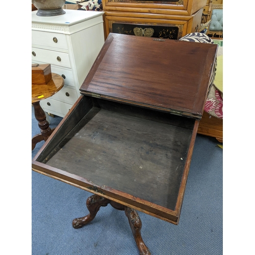 115 - A 19th century mahogany walnut and elm desk on a turned column and splayed legs Location:RAM