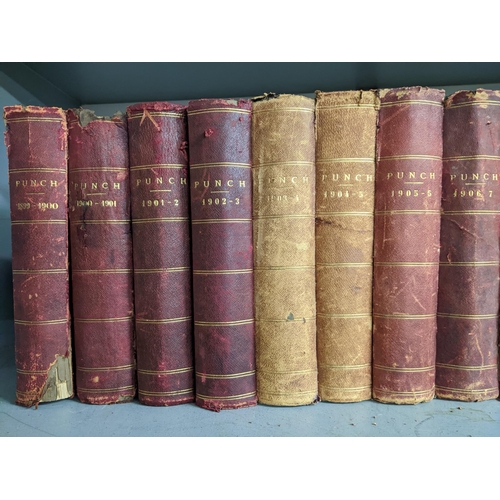 146 - A group of 17 bound volumes of Punch 1899/1900 - 1915/1916, a consecutive run, red cloth boards and ... 