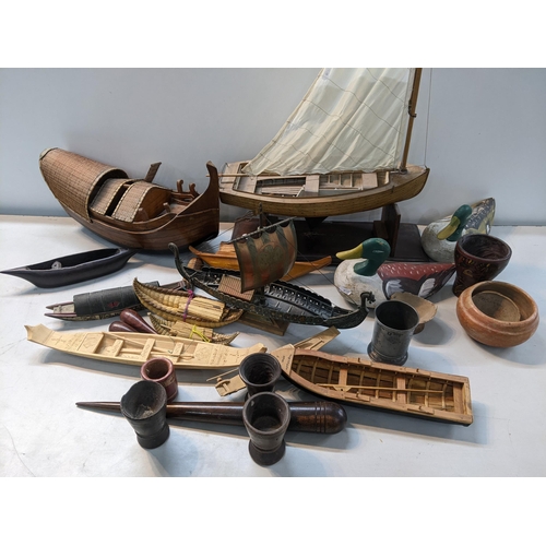 183 - A mixed lot to include models of boats, decoy ducks and other items
Location:A4M