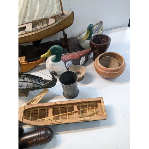 183 - A mixed lot to include models of boats, decoy ducks and other items
Location:A4M