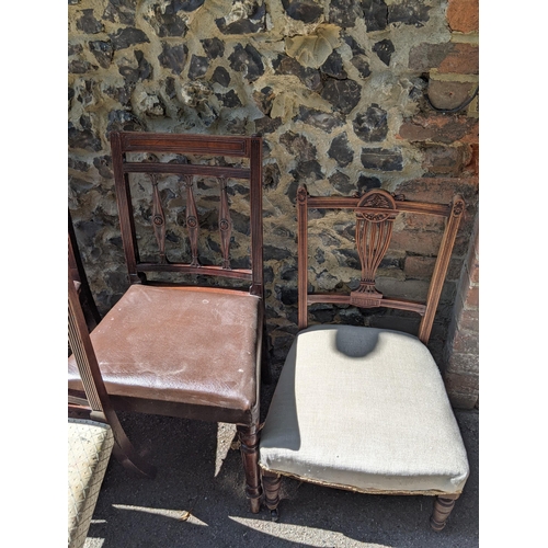 206 - A set of six 19th century mahogany dining chairs with carved splat backs, a child's rocking chair an... 