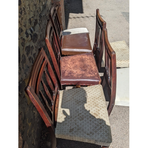 206 - A set of six 19th century mahogany dining chairs with carved splat backs, a child's rocking chair an... 