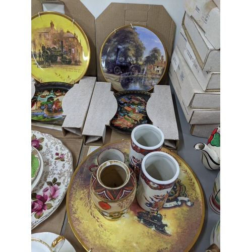 28 - Ceramics to include a Royal Worcester Doughty figure, decorative teapots, collectors plates and othe... 