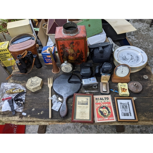 292 - A mixed lot to include a Japanned Tole ware tea canister, Dunhill silver plated cigarette lighter in... 