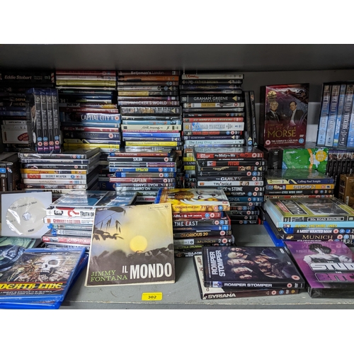 302 - A quantity of DVDs to include Inspector Morse and Peaky Blinders box sets, vinyl singles by Jimmy Fo... 