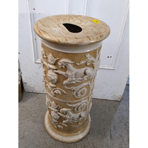 342 - A Vintage china garden seat inset with lion decoration
Location:G