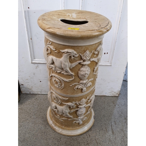 342 - A Vintage china garden seat inset with lion decoration
Location:G