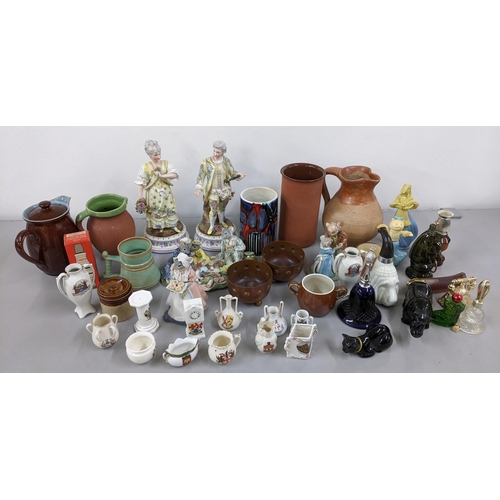 367 - A mixed lot to include two late 19th/early 20th century porcelain figures, Poole pottery retro vase,... 