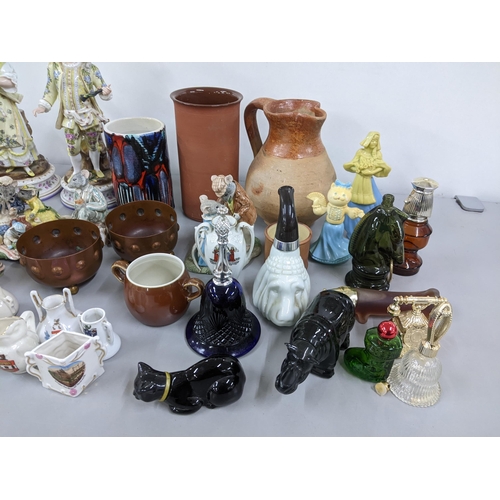 367 - A mixed lot to include two late 19th/early 20th century porcelain figures, Poole pottery retro vase,... 