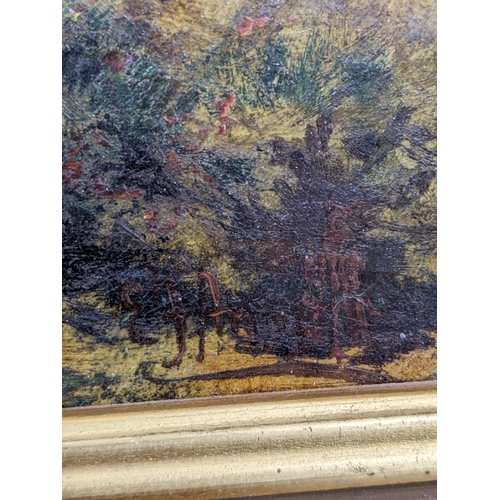 37 - A Victorian oil on board depicting a country landscape, signed to the lower right corner, Location:R... 