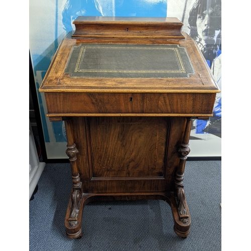 4 - A Victorian walnut Davenport with a hinge top, four drawers on turned feet 54cm x 84cm Location:A3M