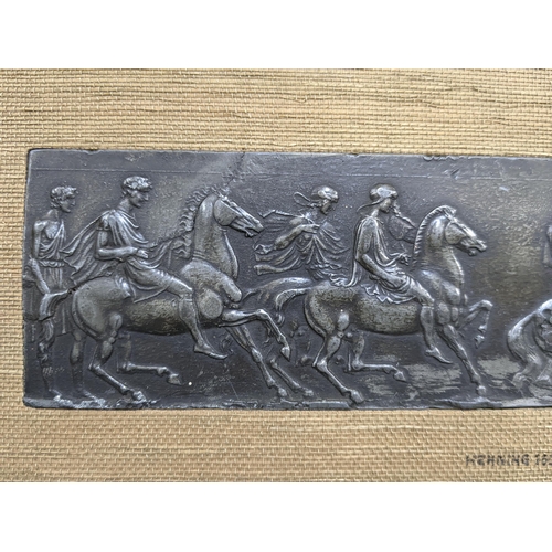 5 - A Regency bronze plaque signed and dated Henning 1820 June 20, 23cm x 5.5cm, framed
Location:1.2