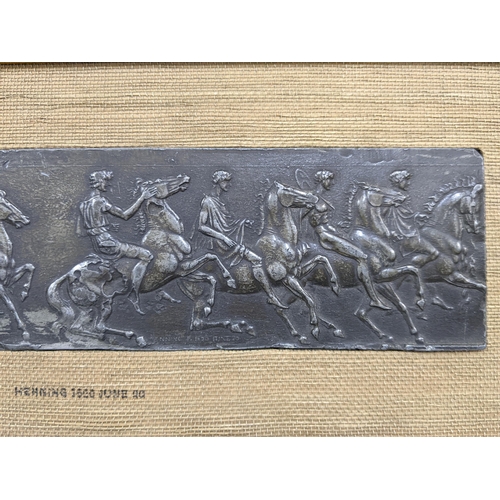 5 - A Regency bronze plaque signed and dated Henning 1820 June 20, 23cm x 5.5cm, framed
Location:1.2