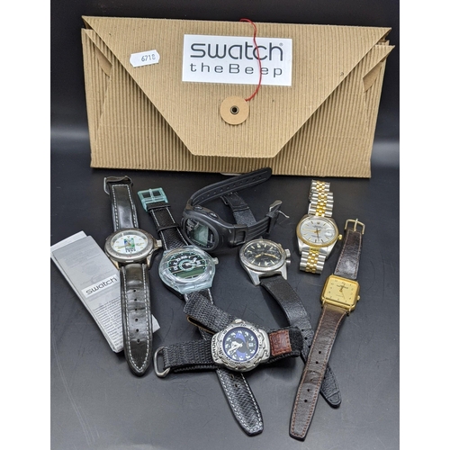 8 - A collection of watches to include a Swatch the Beep with its box, a gent's Lator watch, a gent's IR... 