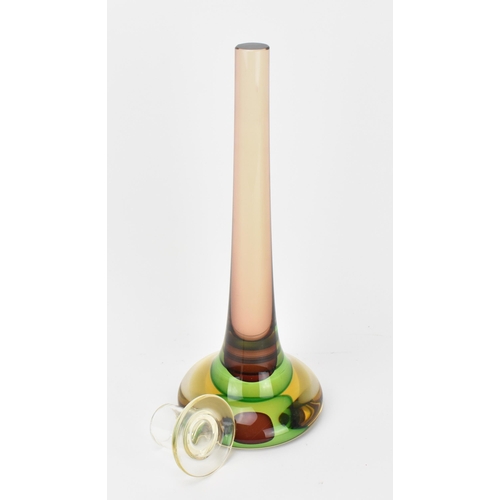 27 - A Sommerso Murano candlestick, circa 1960s, of tapered form with spreading circular base, in tones o... 