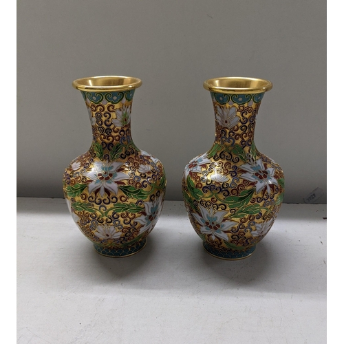 193 - A pair of 20th century cloisonne vases, on a gilt ground
Location:8.1