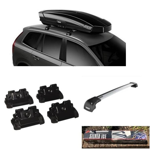 A Thule Motion XT Roof box black glass 500 litre XL together