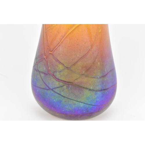 57 - Siddy Langley (b.1955)- a studio glass vase, of elongated form with folds to the top, decorated with... 