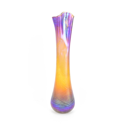 57 - Siddy Langley (b.1955)- a studio glass vase, of elongated form with folds to the top, decorated with... 