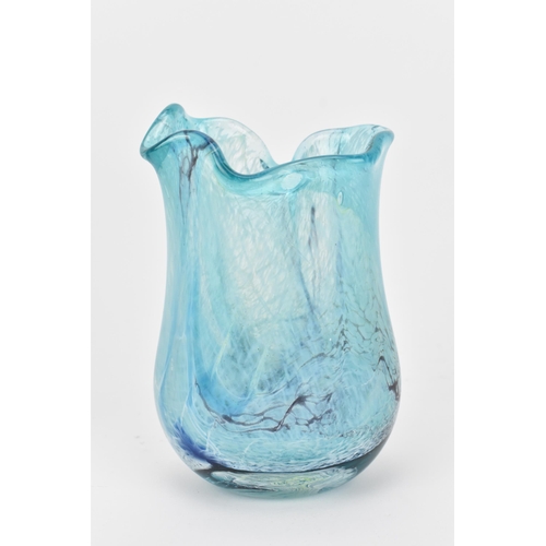 65 - Siddy Langley (b.1955)- two studio glass vases, of waisted freeform, one with mottled blue design, t... 