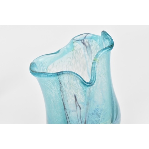 65 - Siddy Langley (b.1955)- two studio glass vases, of waisted freeform, one with mottled blue design, t... 