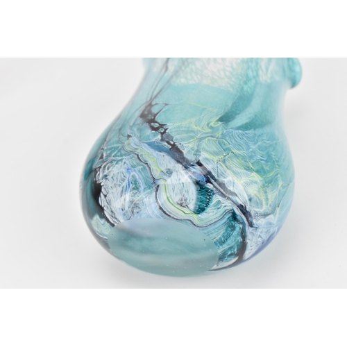 65 - Siddy Langley (b.1955)- two studio glass vases, of waisted freeform, one with mottled blue design, t... 