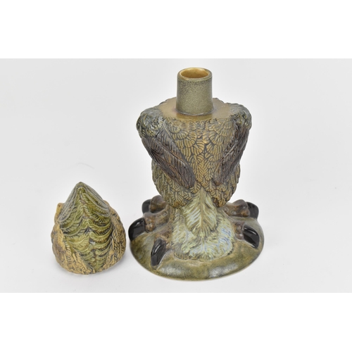 67 - Andrew Hull for Cobridge, a ceramic stoneware grotesque Wally Bird jar and cover in the manner of Ma... 