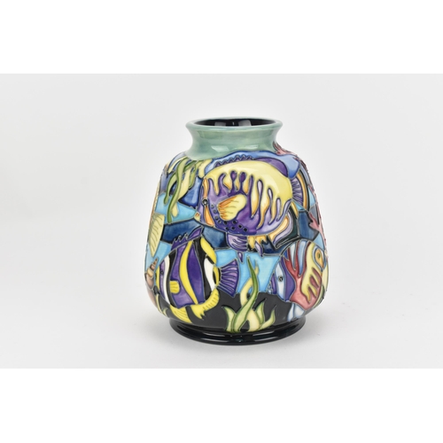 69 - A Moorcroft Pottery vase in the 'Martinique' design by Jeanne McDougall, depicting coral reef fish, ... 