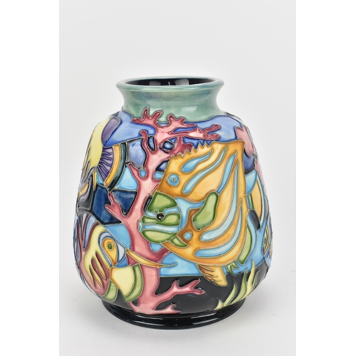 69 - A Moorcroft Pottery vase in the 'Martinique' design by Jeanne McDougall, depicting coral reef fish, ... 