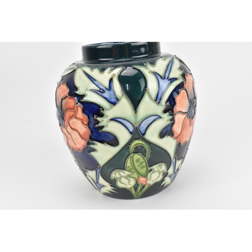 76 - A Moorcroft pottery lidded ginger jar in the 'poppy' pattern, designed by Rachel Bishop, 1996, with ... 