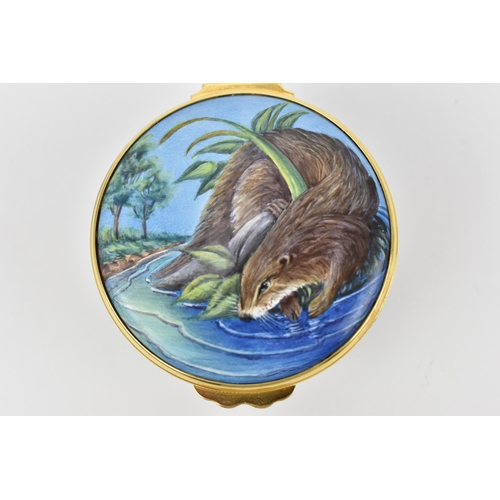 78 - A Moorcroft enamels 'The otter' pill box, designed by Nigel Creed, artist's initials to underside, c... 